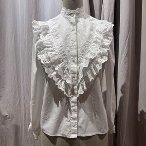 Rare Early 70s 100% Cotton Austrian?Broderie Anglaise Blouse Victorian Edwardian